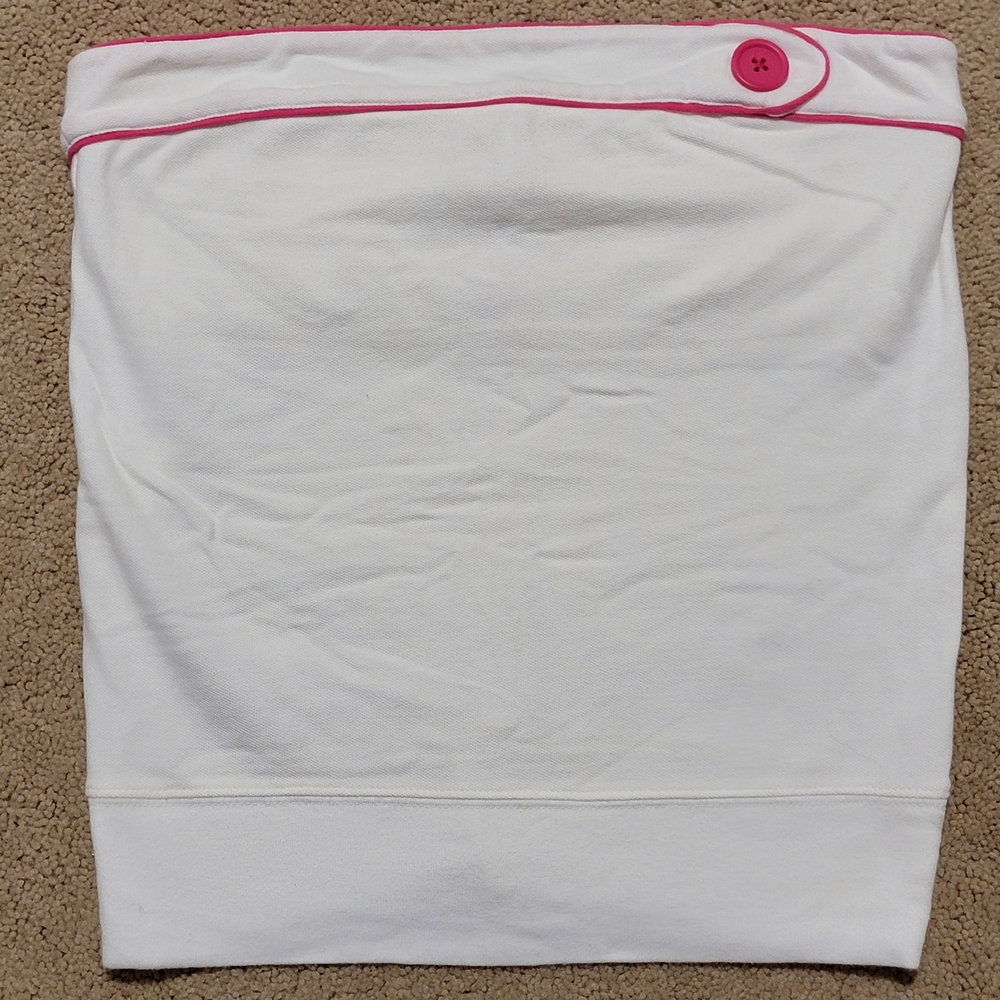 Vintage Y2K Abercrombie & Fitch White Tube Top with Pink Accents/Medium